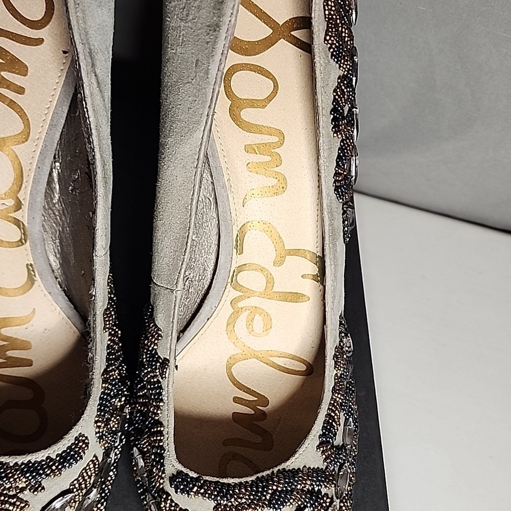 Sam Edelman Rare Beaded Women's Shoes - Gray and Gold - Picture 2 of 11